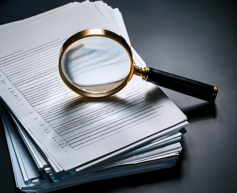 Documents and magnifying glass - Private Investigator Etobicoke