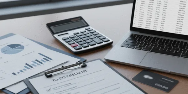 Professional business office desktop scene