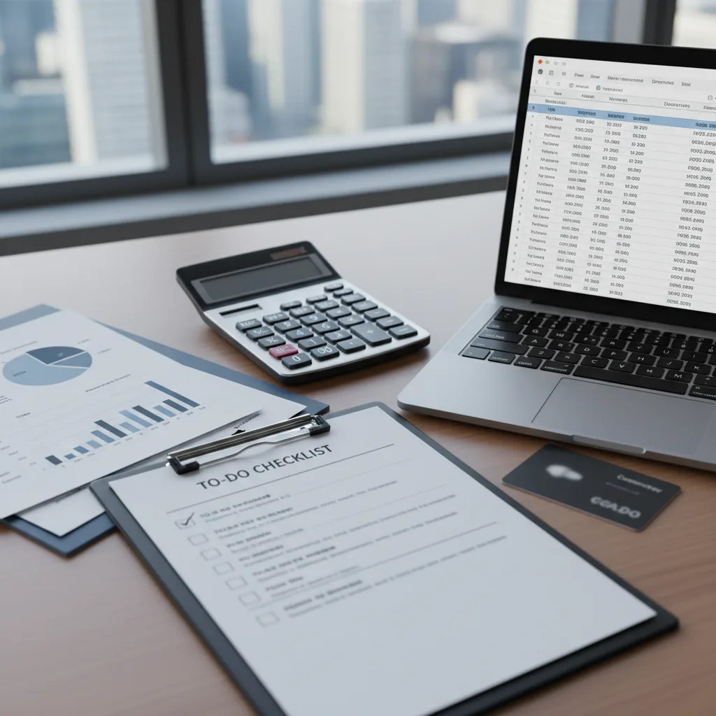 Professional business office desktop scene