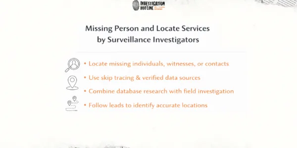 Missing Person and Locate Services by Surveillance Investigators