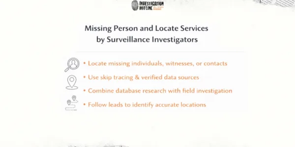 Text: Missing Person and Locate Services by Surveillance Investigators 
